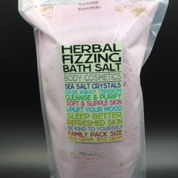 Herbal Fizzing Bath Salt 500g Rose with Rose Petals